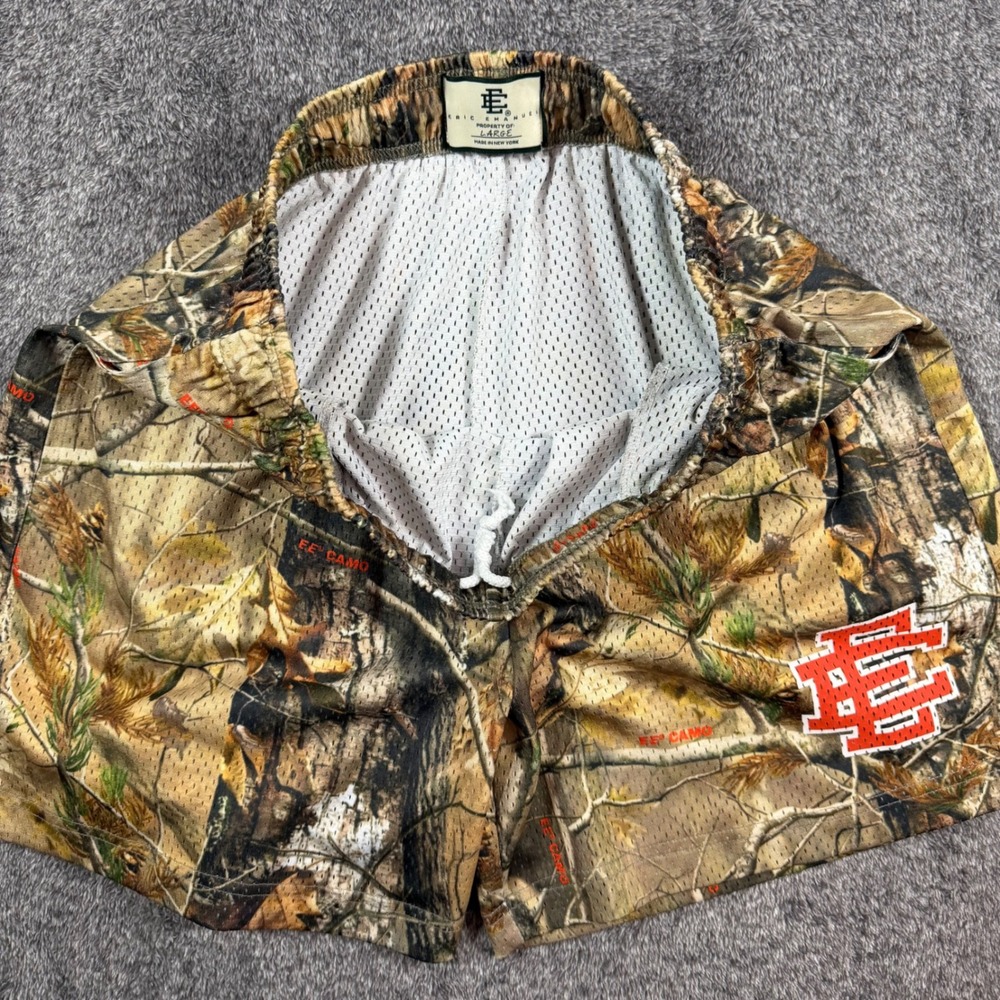Eric Emanuel EE Basic Mesh Shorts Real Tree Camo Mens Size Large Red Logo NYC - Picture 7 of 14